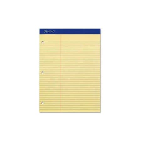 Esselte Esselte Perforated Pad, 8-1/2" x 11-3/4", College Ruled, 3-Hole Punched, Canary, 100 Sheet/Pad 20245